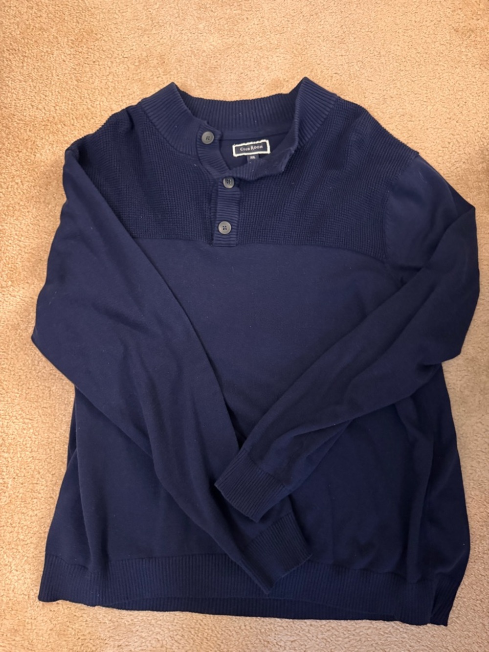Club Room Navy Crewneck Henley Sweater